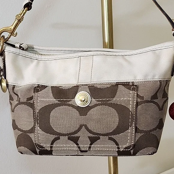 Coach Y2K Soho Brown/Beige Signature Canvas Front Pocket Baguette Bag W/ Wallet - Picture 3 of 16